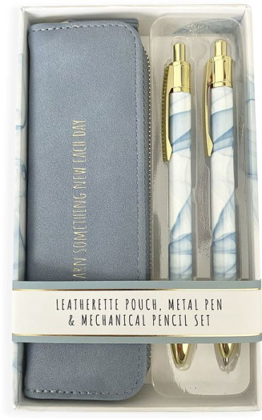 Pen and Mechanical Pencil Set in Leatherette Pouch